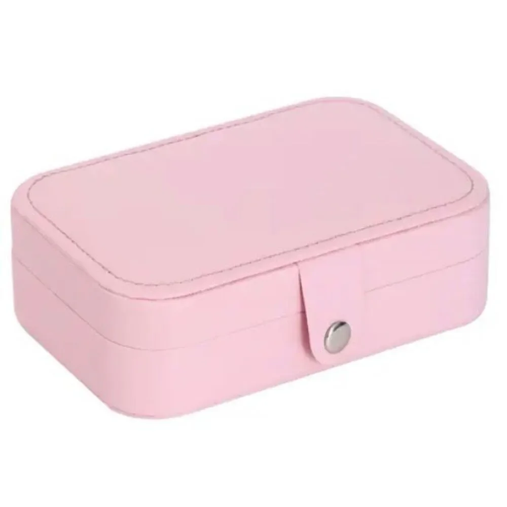 NWT Jewelry Box Case Pink Pu Leather Jewelry Organizer Earrings Bracelets Rings